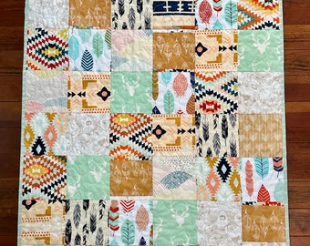 Boho Baby Quilt: Gender Neutral Tribal Nursery Bedding