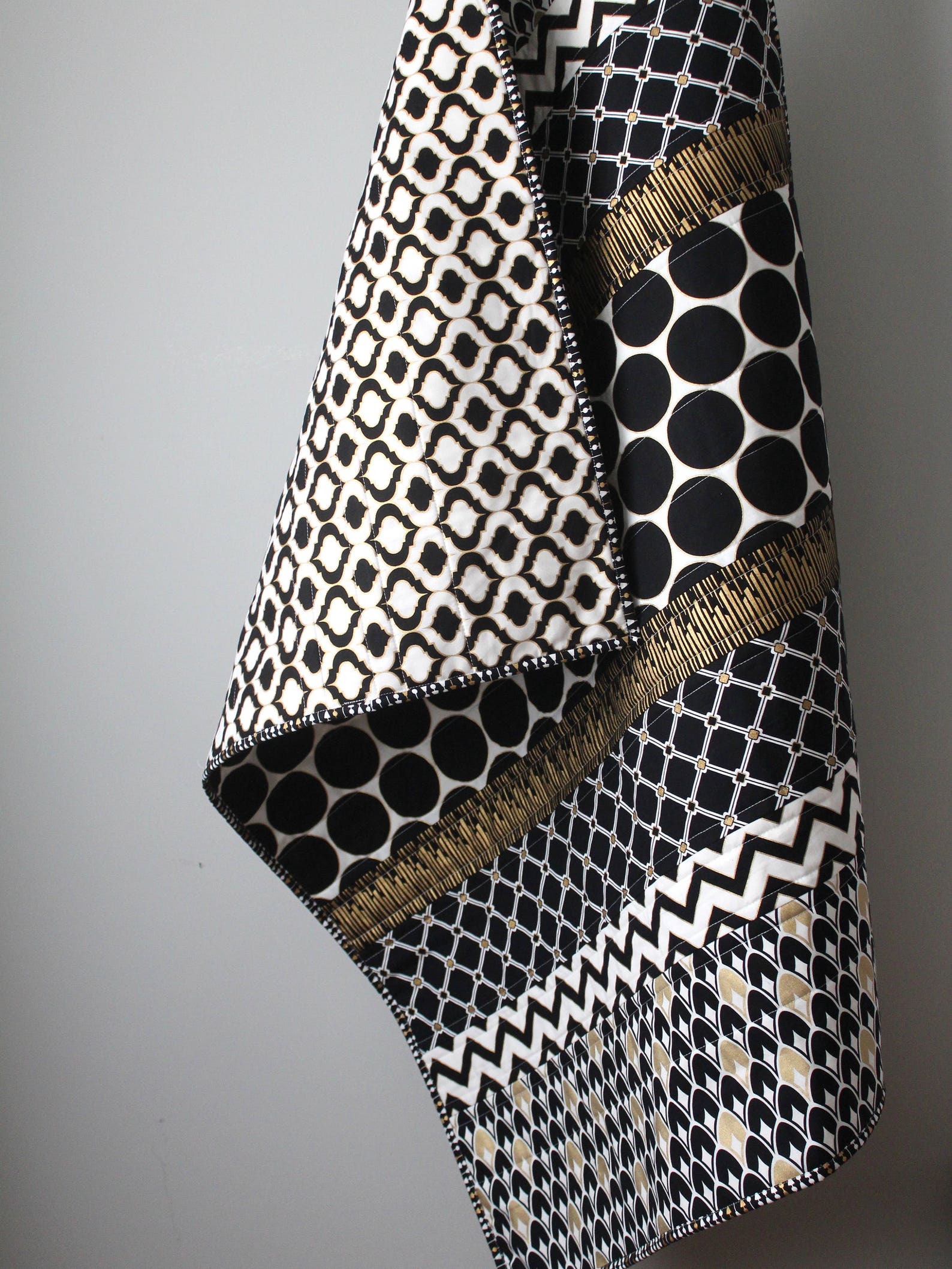 Black and White Baby Bedding Gold Baby Bedding Black White Etsy