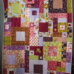 Patchwork Quilt-Lap Quilt- Bohemian Quilt- Modern Throw Quilt-Homemade Quilt-Anna Maria Horner-Boho Quilt-Bohemian Bedding- Modern Lap Quilt