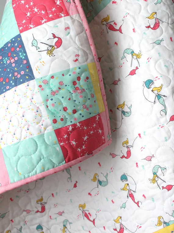 Mermaid Quilt Baby Girl Nautical Bedding Under The Image 0