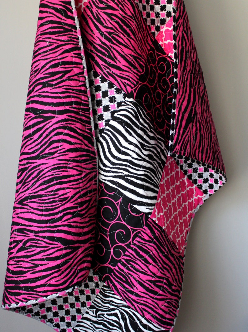 Hot Pink Crib Bedding Hot Pink And Black Baby Quilt Animal Etsy