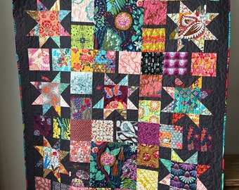 Star Quilt-Modern Lap Quilt- Modern Throw Quilt-Star Lap Quilt- Homemade Quilt-Anna Maria Horner-Bohemian Quilt-Boho Quilt-Boho Home Decor