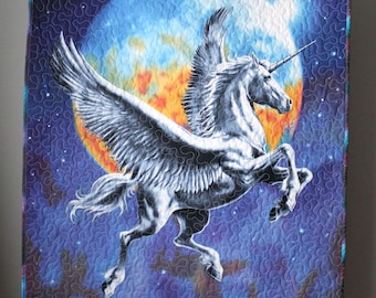 Unicorn Baby Quilt: Galaxy Nursery Bedding, Magical Gift