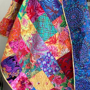 Kaffe Fassett Quilt-Cotton Anniversary Gift- Modern Throw Quilt- Gift for Grandma- Colorful Quilt-Boho Quilt-Quilt For Mom- Modern Lap Quilt