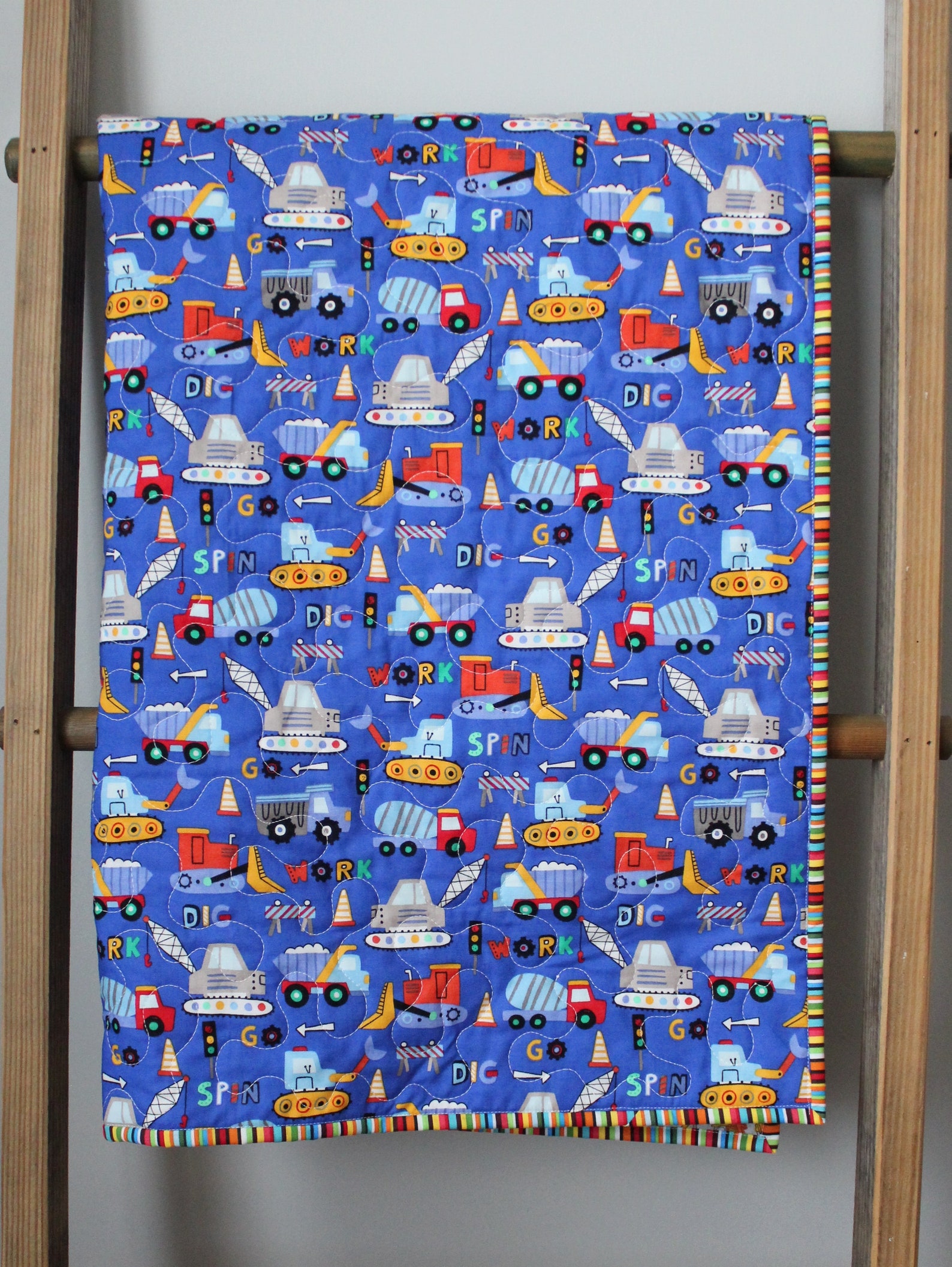 Baby Boy Quilt Truck Quiltconstruction Quilt Transportation Etsy