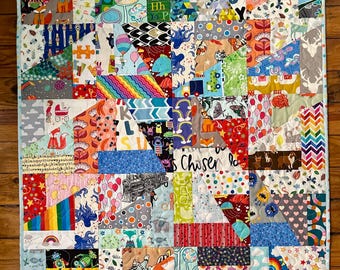 Scrappy Baby Quilt: Bright Handmade Tummy Time Mat