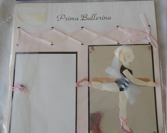 Prima Ballerina 12 x 12 Pre-Made Page Spread, Double Pages, Embellished, Wilton, Just Ginger Craft Supplies for Photo Framing, Scrapbooking