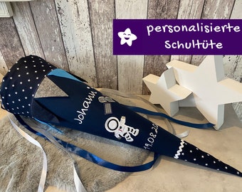 Mochila escolar con nombre astronauta viaje espacial personalizada hecha de tela azul Kobärnikus