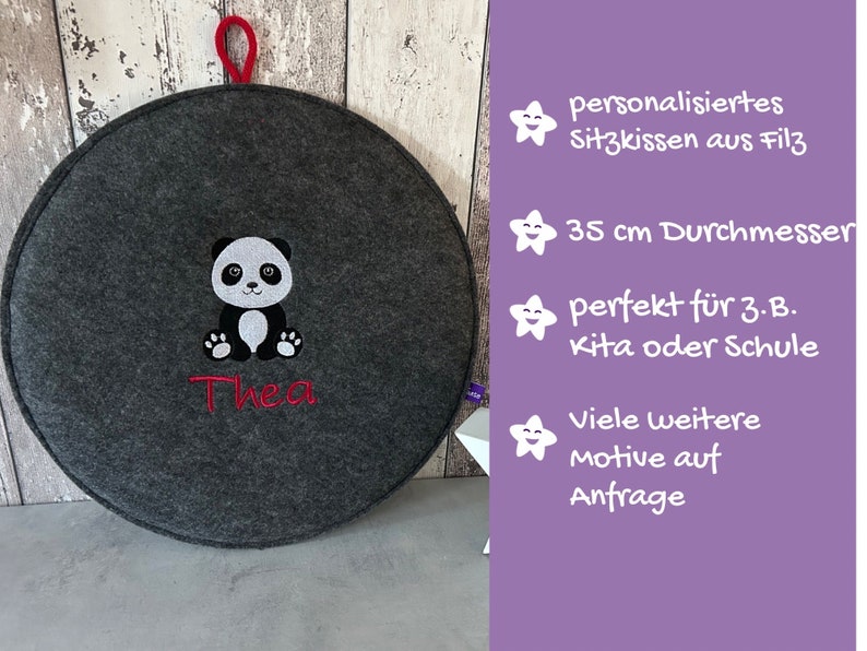 Seat cushion panda panda bear round felt kindergarten nursery cushion floor cushion chair cushion forest kindergarten image 3