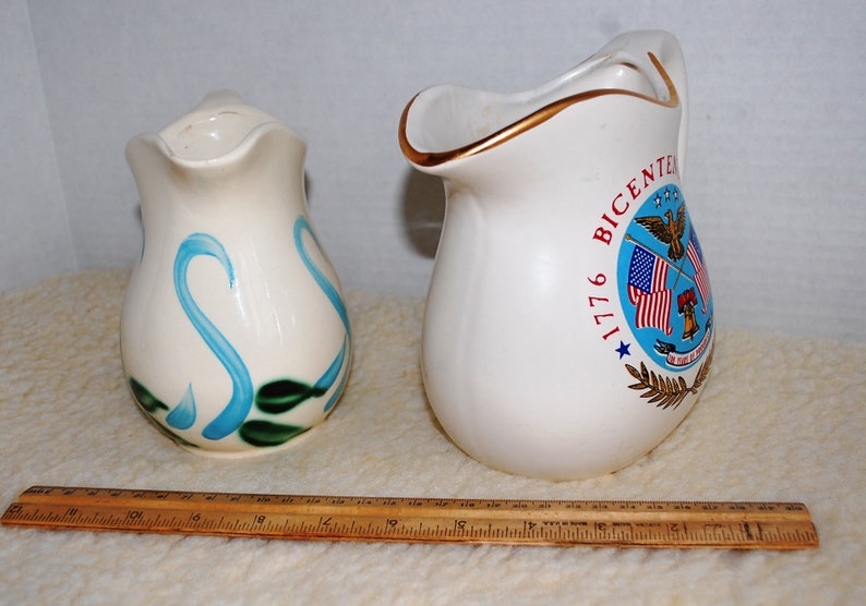 Pair of Unique McCoy /& R.R.P.C Pitchers