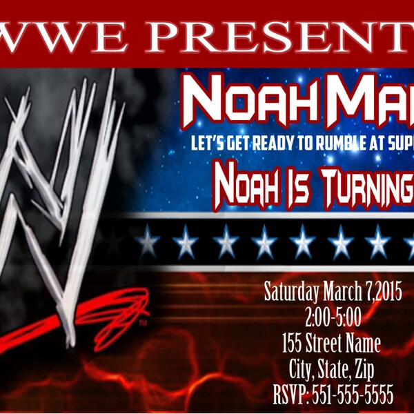 WWE Fan Invitation / WWE Invitation / wwe Birthday Invitation