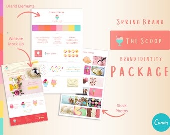 Brand Identity Template Package for Ice Cream Shop or Color Psychology "Spring" Businesses