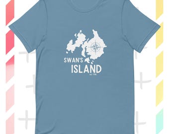 Unisex Swan's Island, Maine Steel Blue T-Shirt