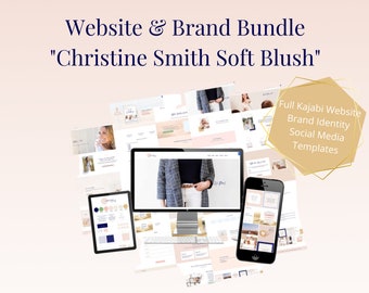 Kajabi Full Website Template Bundle - Brand Identity - Instagram Stories and Post Templates - "Christine Smith Soft Blush" Pink Feminine