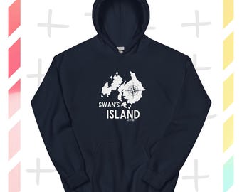 Unisex Swan's Island, Maine Deep Navy Blue Hoodie