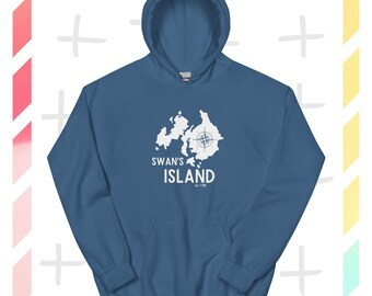 Unisex Swan's Island, Maine Hoodie in Bay Blue
