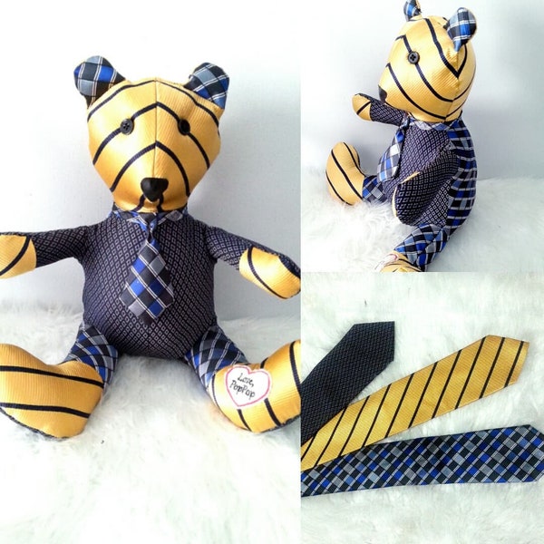 Personalized Memory Bear (made from ties), custom order, monogrammed