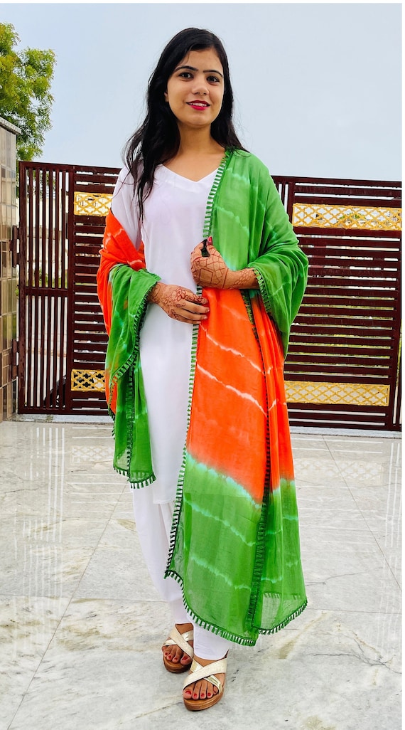 Dupatta de algodón puro corbata - Etsy España