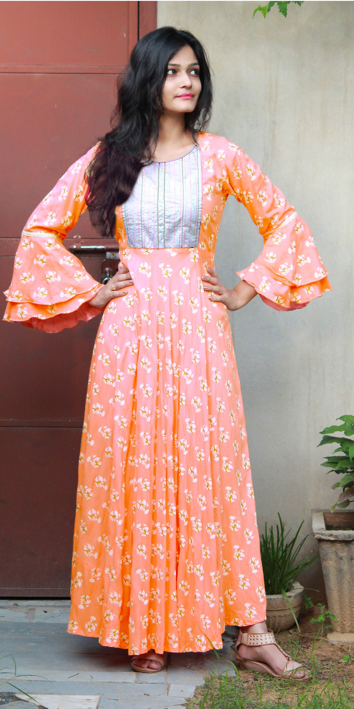 Hand Embroidered Maxi Gown Dress 