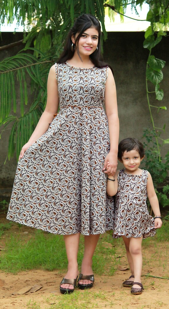 Brown \u0026 White Mother Daughter Dress 