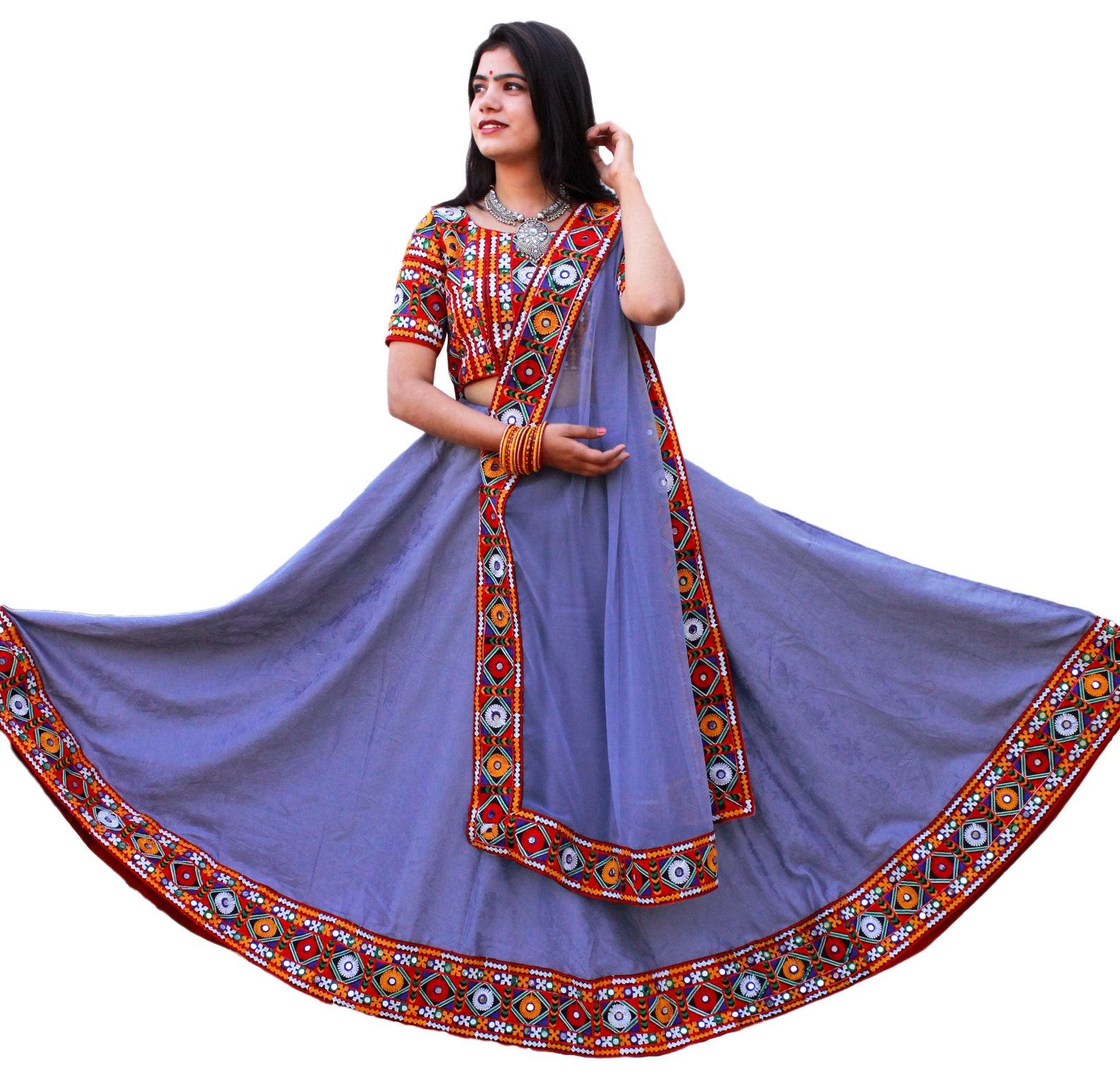 Grey color Gujarati Chaniya/Lehenga Choli Wedding Festival | Etsy