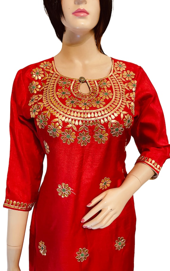 Chanderi Gota Patti Suit With Dupatta at Rs 1200 | Tagore Nagar | Jaipur |  ID: 12502545030