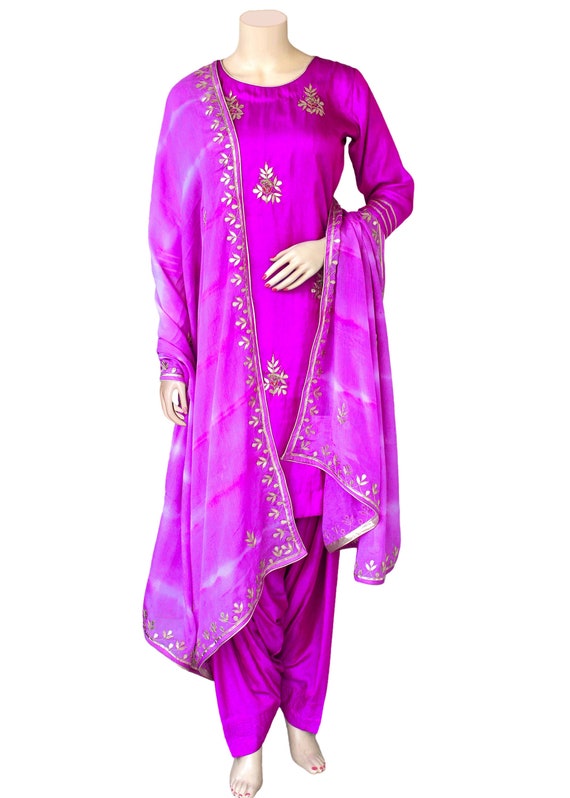 Purple Color Rajasthani Traditional Gota Patti Hand Work Kurti