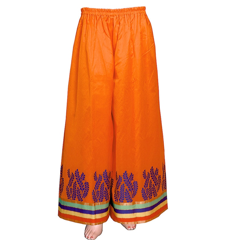 Red-orange Color Handloom Art-silk Boho Styled wide lagged Palazzo Pants MPP1573007