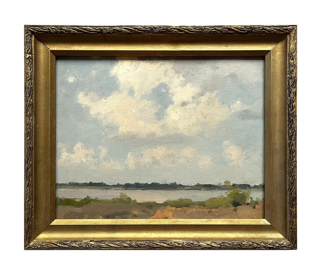 Framed Mid Century Original Oil Painting Antique Skyscape by Ukraine ...