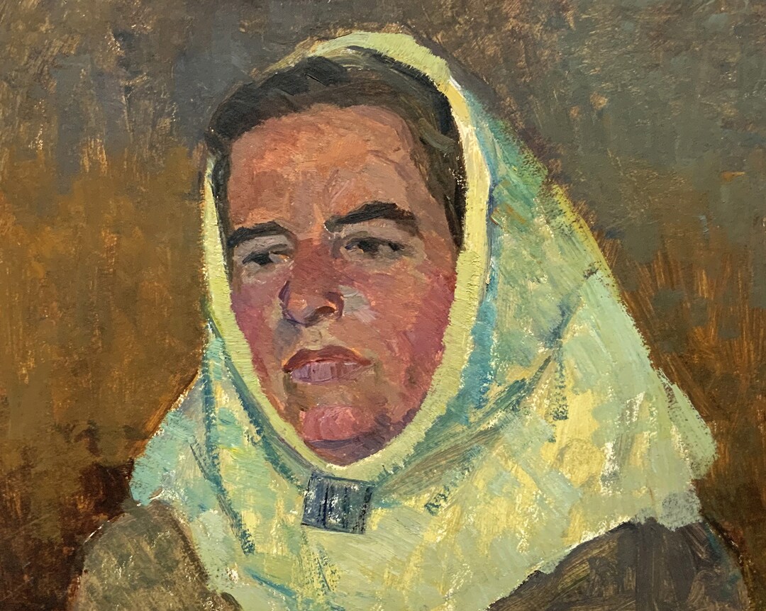 Mid Century Original Oil Painting Portrait of a Woman by Ukrainian ...