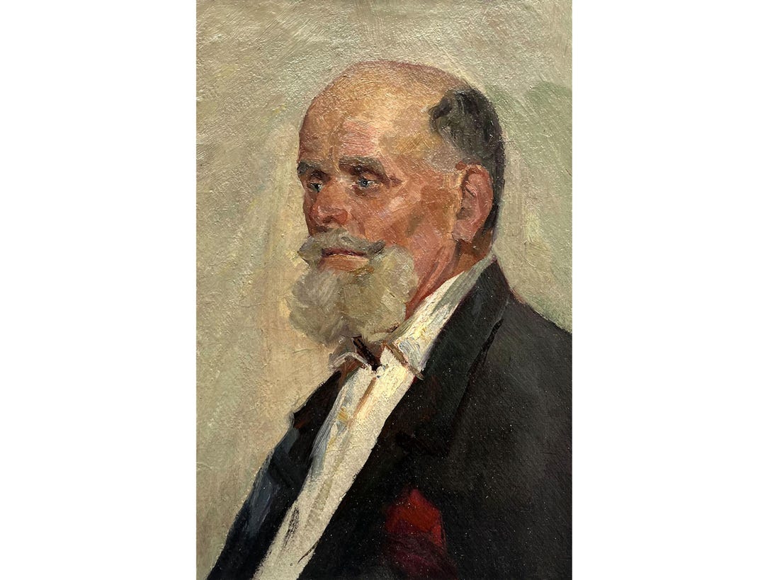 Antique Original Oil Painting Mid Century Portrait of a Man by Ukraine ...
