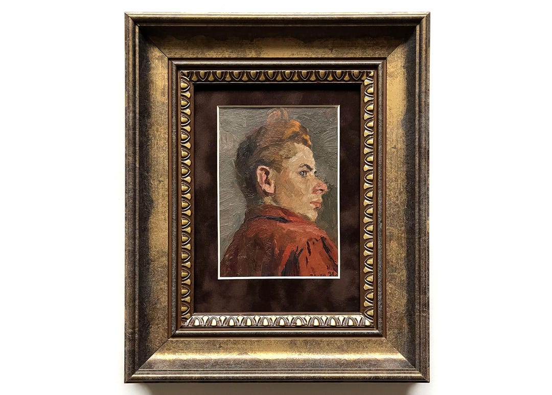 Framed Antique Original Oil Painting Mid Century Portrait of a Boy by ...