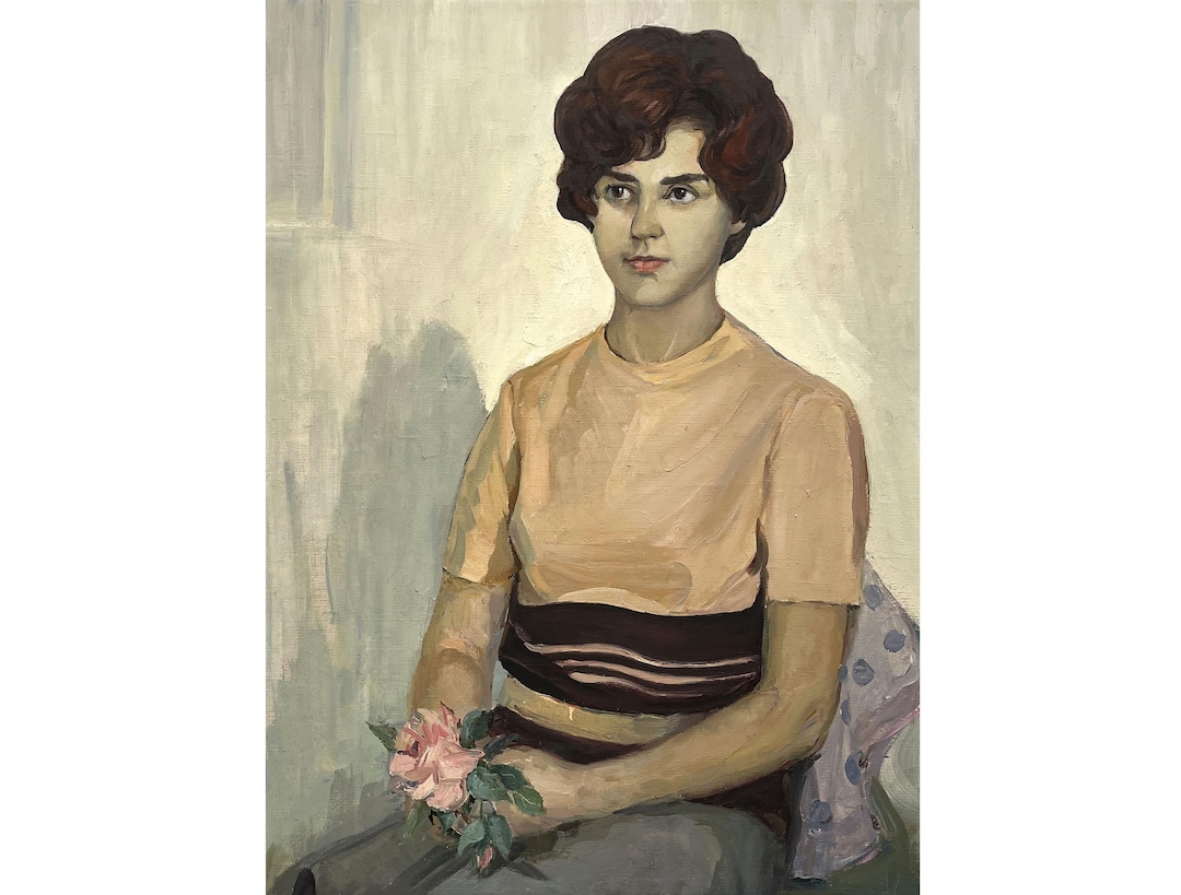 Vintage Original Oil Painting on Canvas Portrait of a Girl by Ukrainian ...