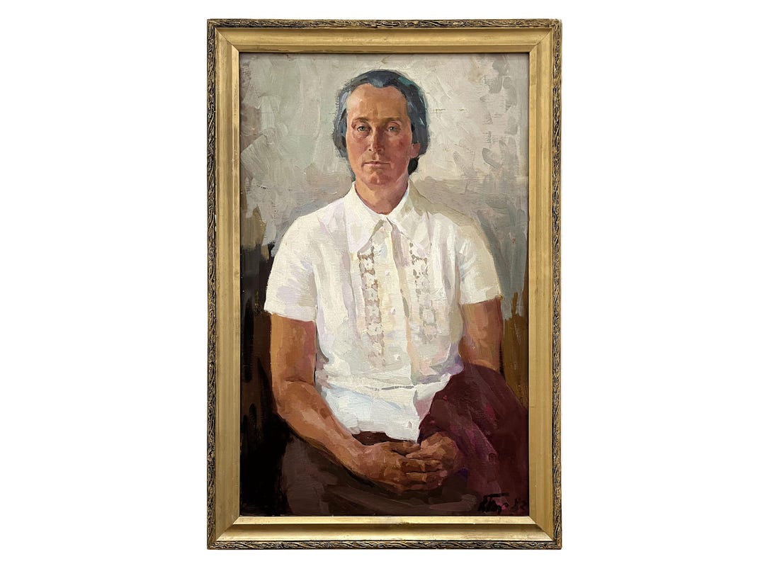 Framed Vintage Original Oil Painting Portrait of a Woman by Ukraine ...