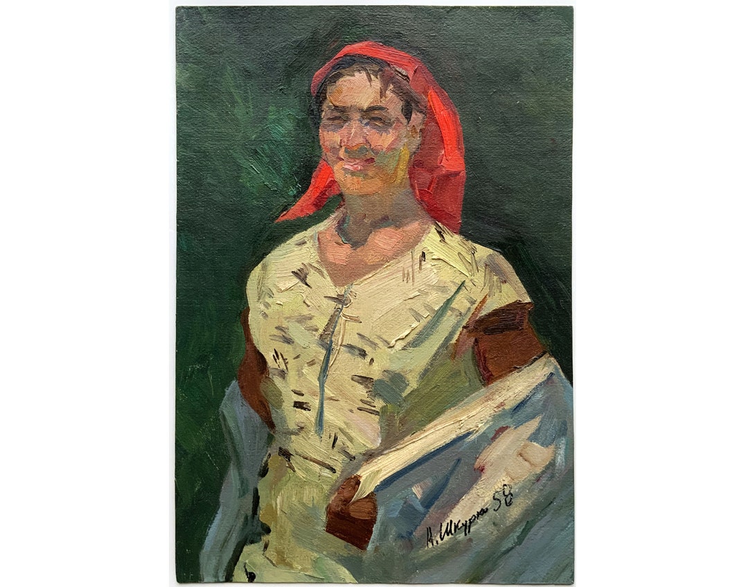 Mid Century Original Oil Painting Portrait of a Woman by Ukraine Artist ...