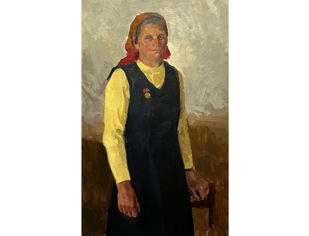 Antique Original Oil Painting Portrait of a Woman by Ukraine Artist V ...