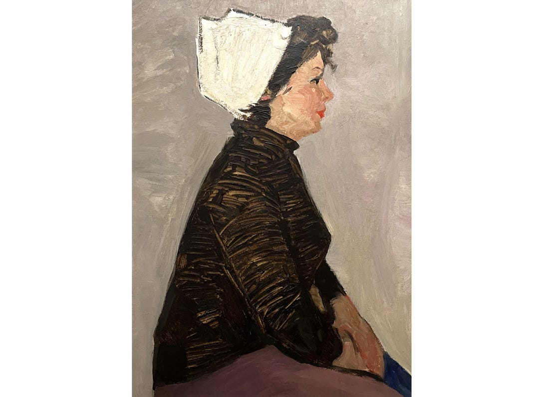 Vintage Original Oil Painting Portrait of a Girl by Ukraine Artist V ...