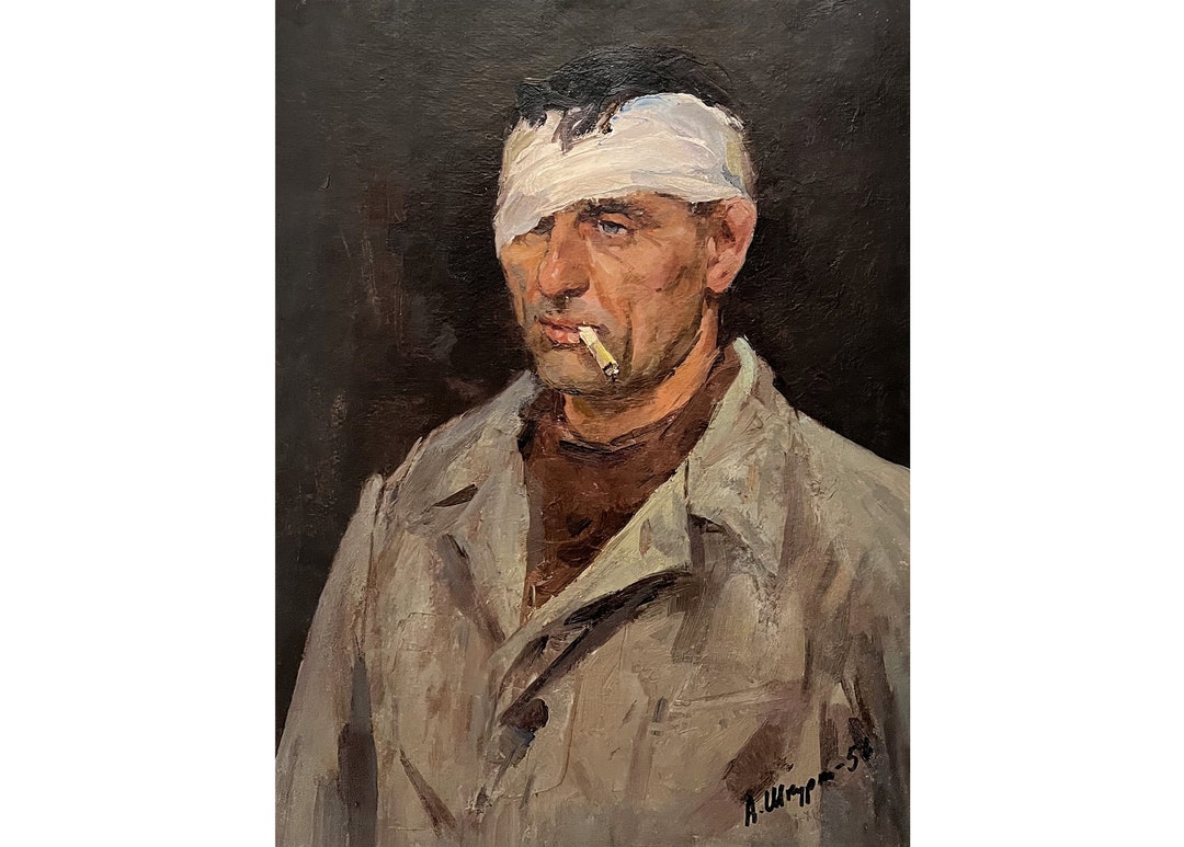 ANTIQUE PORTRAIT of a MAN Mid Century Original Oil Painting by ...