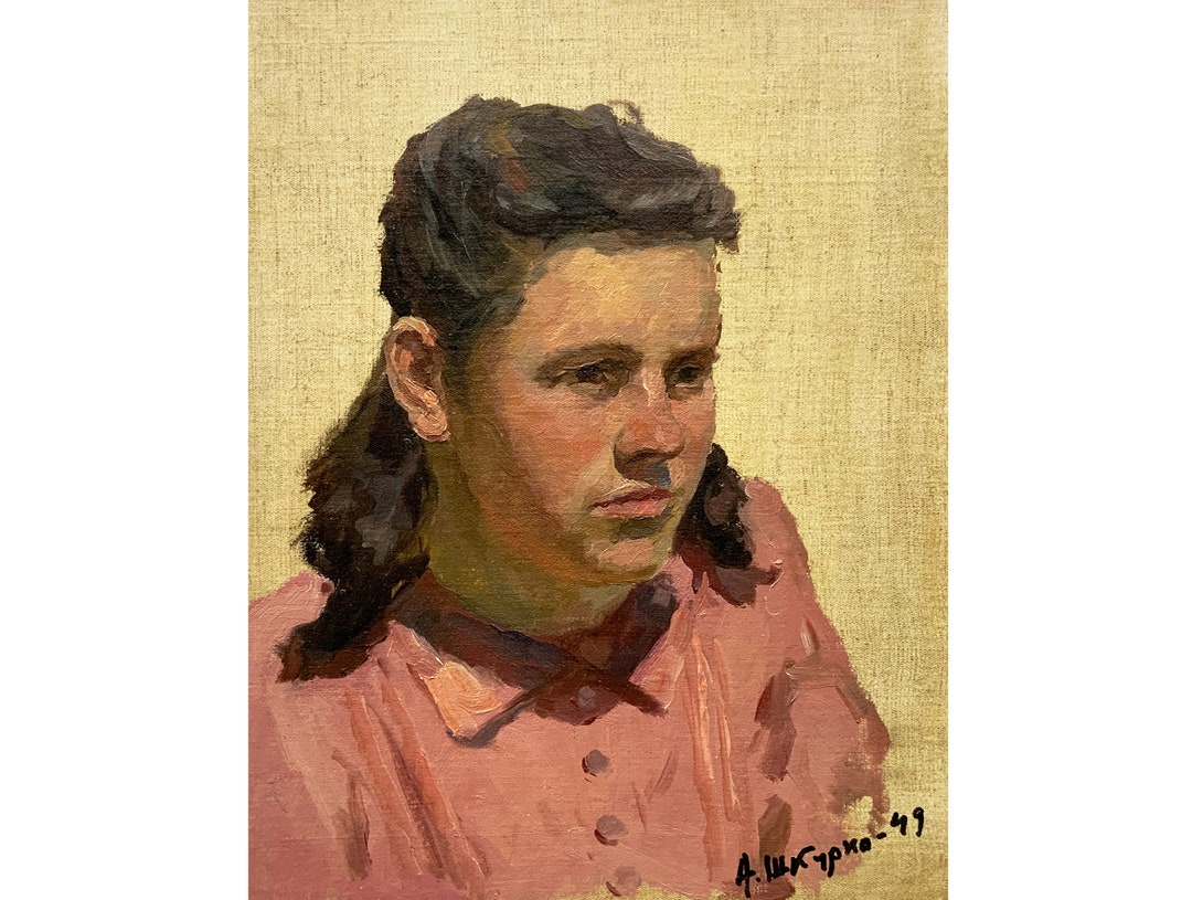 Mid Century Original Oil Painting Antique Portrait of a Girl by ...