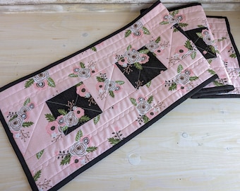 Quilted Floral Table Runner, Spring or Easter Decor, Handmade in Canada