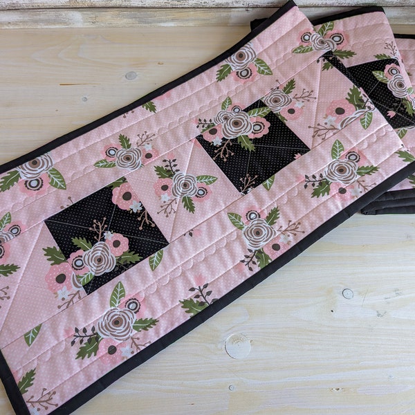 Quilted Table Runner, Floral Table Runner, Vintage-Inspired Table Linens, Quilted Items, Ready to Ship, Tracked Shipping, Mother's Day