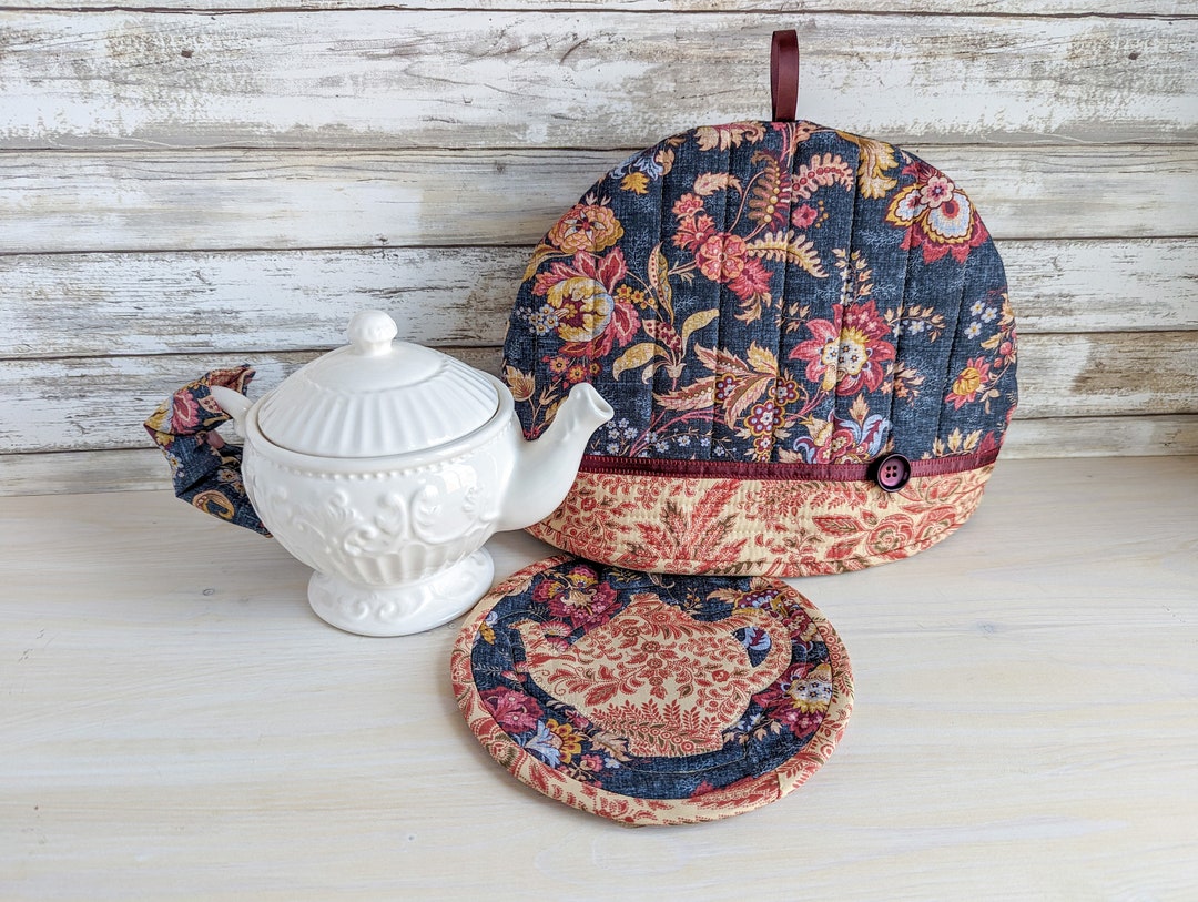 Quilted Tea Cozy Set 3pc French Country Tea Cozy Set Floral Etsy