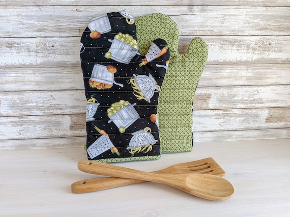 Quilted Oven Mitt Set, 2-pc Long Arm Oven Mitts, Novelty Oven