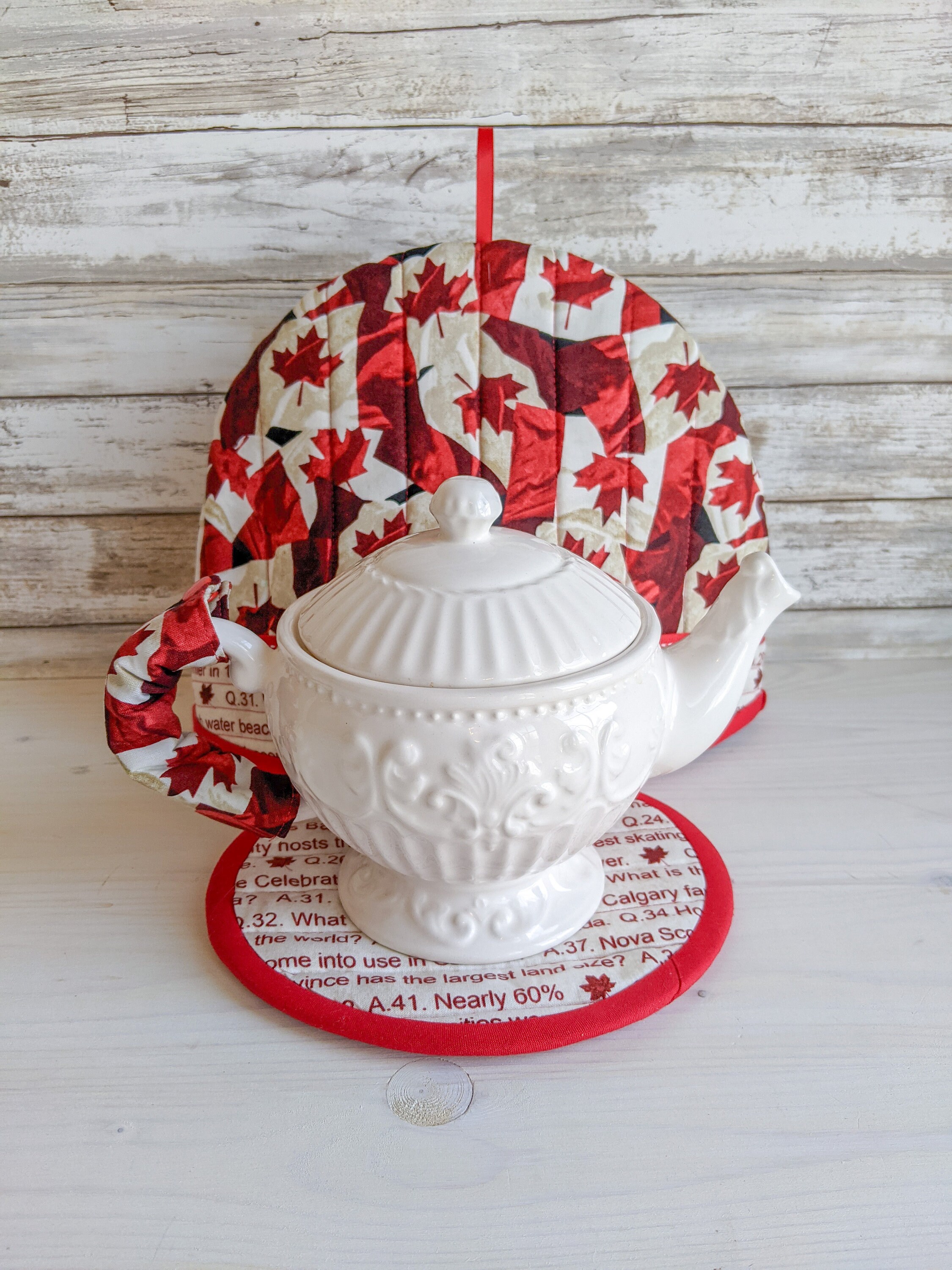 Quilted Tea Cozy Set Three Piece Canada Tea Cozy Set Maple Etsy UK