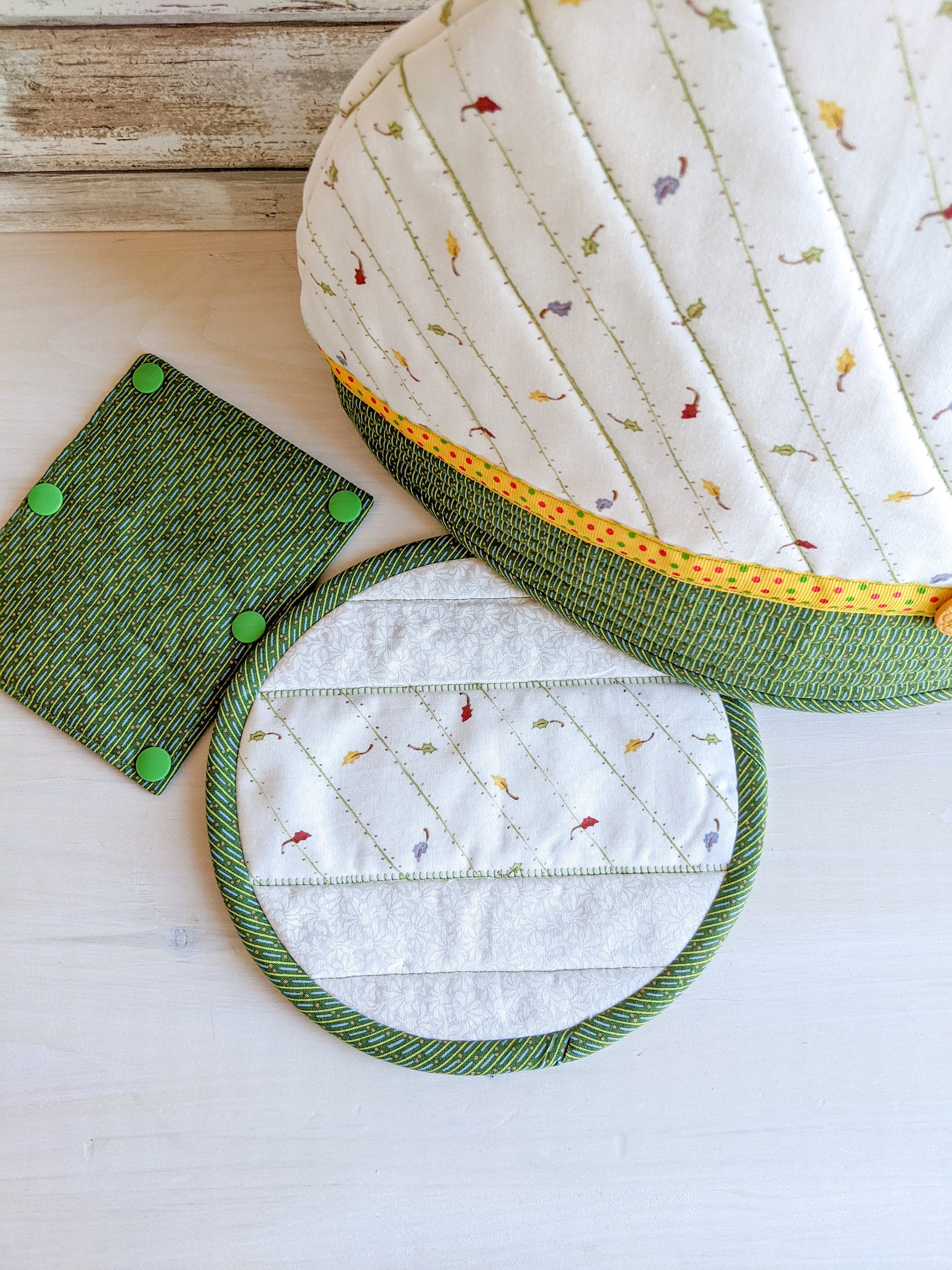 Quilted Tea Cozy Set Tea Cozy With Trivet and Handlewrap Etsy