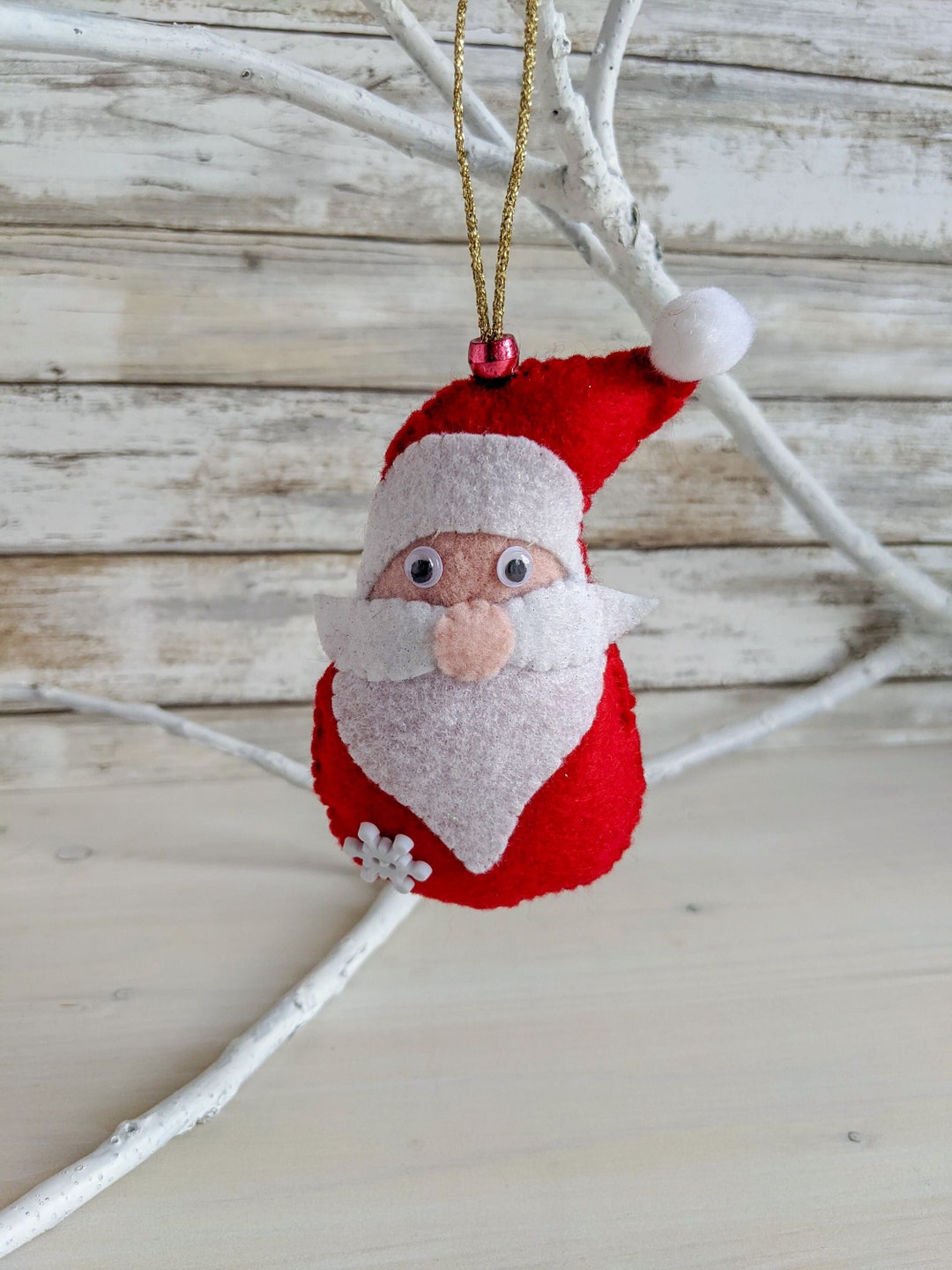 Santa Christmas Ornament, Santa Felt Tree Decoration, Kidfriendly