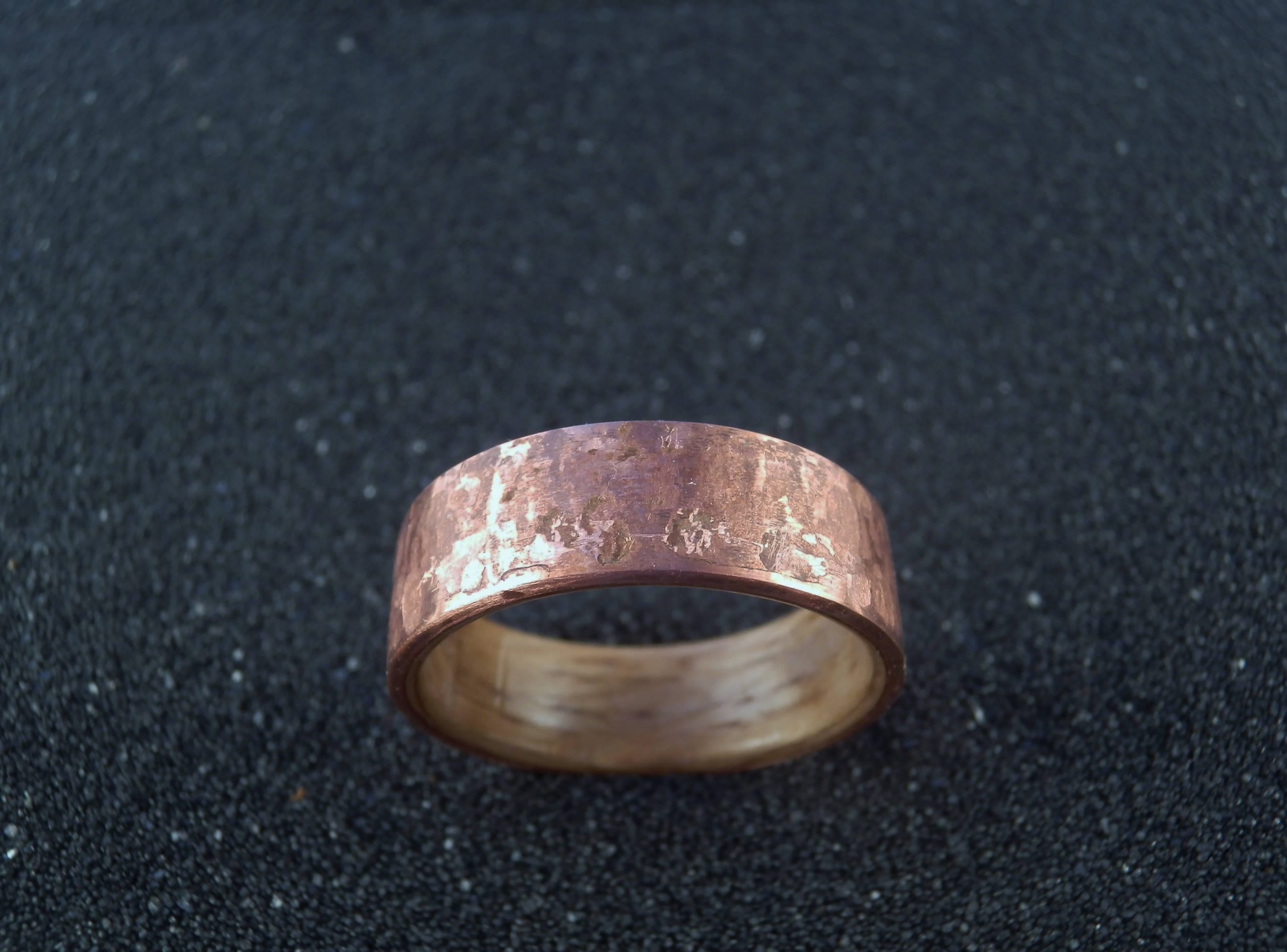 Copper and Oak Bentwood Ring Hammered Copper Lined With Oak - Etsy