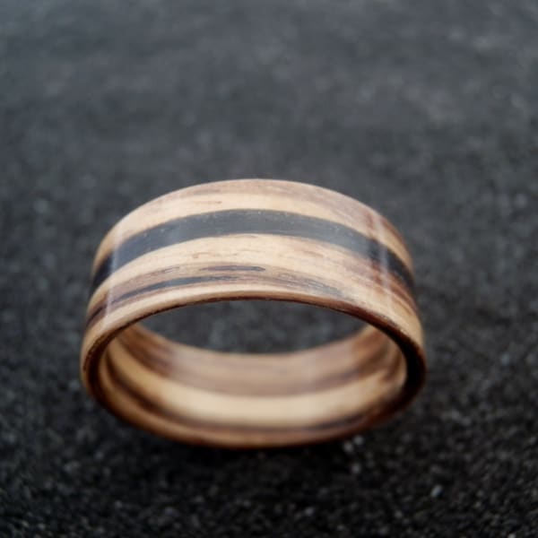 Wood ring - Zebrano wood with ebony inlay