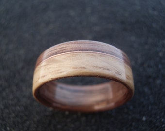 Wood ring - Bentwood oak and walnut ring with copper whire inlay men's ring, women's ring, anniversary ring, wood wedding, engagement