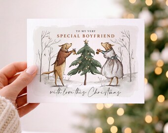 Boyfriend Christmas Card, Christmas Card for Partner, I Love You Christmas Card, Dog Card, Luxury Boyfriend Christmas Card, Dog Card